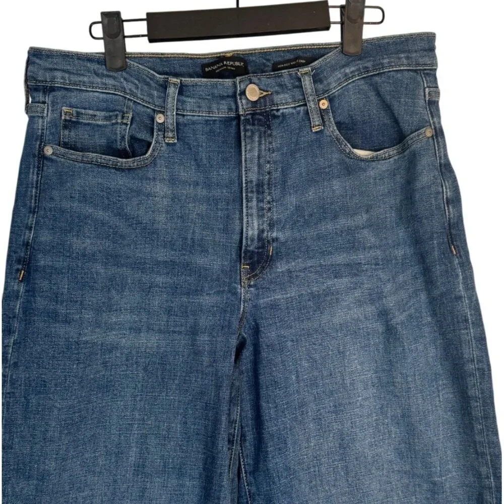 Banana Republic Waist 32 G Crop Premium Denim Jeans Medium Wash - Picture 5 of 13